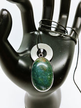 Necklace with Stone Green Moss Agate Pendant