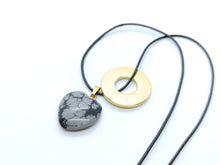 Necklace with Snowflake Obsidian Heart Pendant