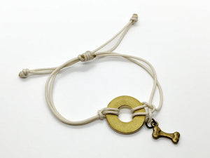 Classic Adjustable Bracelet with Brass Dog Charm