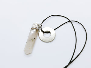 Necklace with Tourmalated Quartz Crystal Pendant
