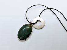 Necklace with Stone Green Moss Agate Pendant