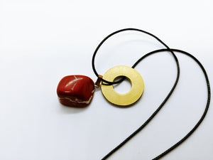 Necklace with Red Jasper Drop Pendant