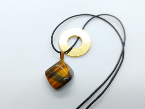 Necklace with Tiger Eye Drop Pendant