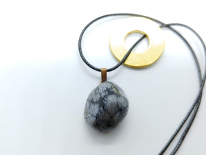 Necklace with Snowflake Obsidian Drop Pendant
