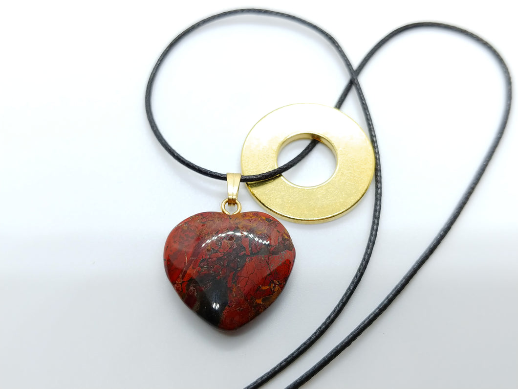 Necklace with Poppy Jasper Heart Pendant