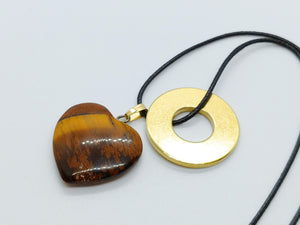 Necklace with Tiger Eye Heart Pendant