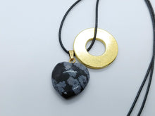Necklace with Snowflake Obsidian Heart Pendant