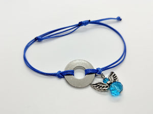 Classic Adjustable Bracelet with Silver Angel Charm