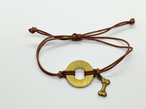 Classic Adjustable Bracelet with Brass Dog Charm