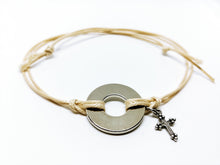 Classic Adjustable Bracelet with Silver Cross Charm