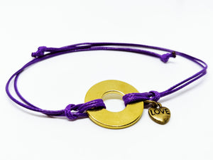 Classic Adjustable Bracelet with Brass Heart Charm