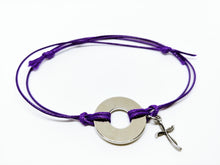 Classic Adjustable Bracelet with Silver Cross Charm