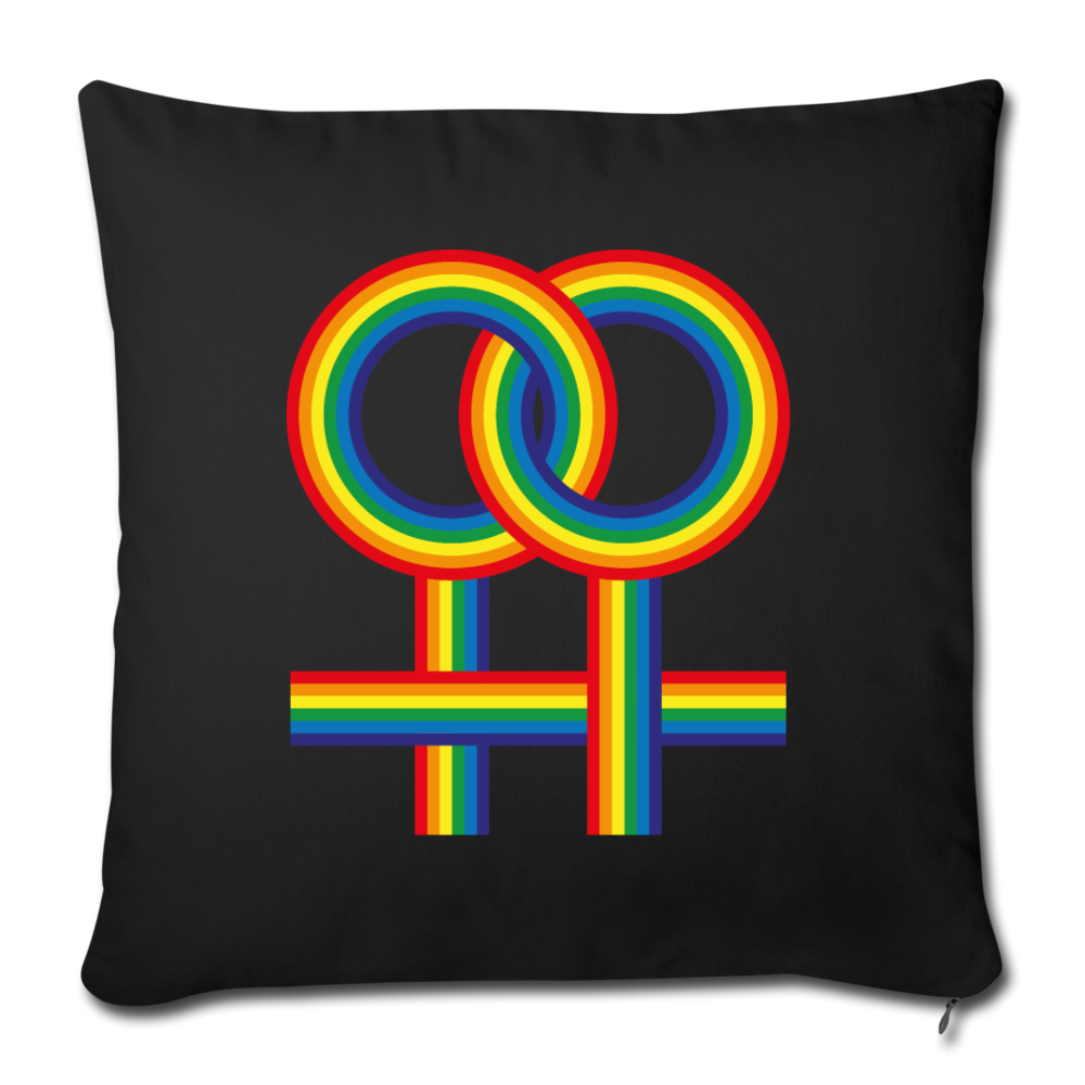 Lesbian Couple Throw Pillow Cover in Black 18” x 18” - black
