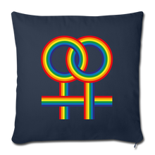Lesbian Couple Throw Pillow Cover in Black 18” x 18” - navy