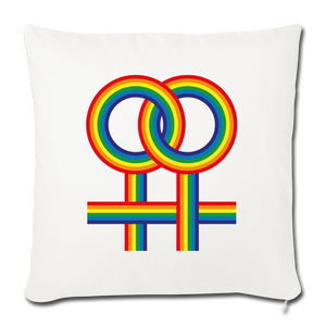 Lesbian Couple Throw Pillow Cover in Black 18” x 18” - natural white