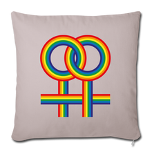 Lesbian Couple Throw Pillow Cover in Black 18” x 18” - light taupe