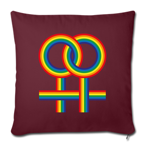 Lesbian Couple Throw Pillow Cover in Black 18” x 18” - burgundy