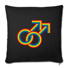 Gay Couple Rainbow Throw Pillow Cover 18” x 18” - black