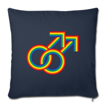 Gay Couple Rainbow Throw Pillow Cover 18” x 18” - navy