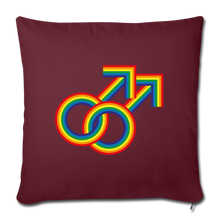 Gay Couple Rainbow Throw Pillow Cover 18” x 18” - burgundy