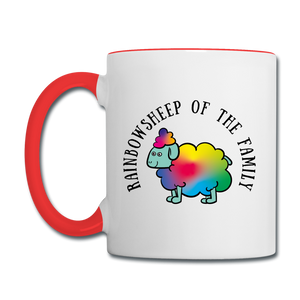 Rainbow Sheep Contrast Coffee Mug - white/red
